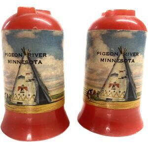 Pigeon River Minnesota Vintage Salt and Pepper Shakers Teepee Native American